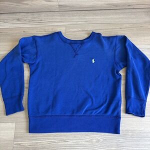 Polo‎ Ralph Lauren Sweatshirt Youth Kids M / Women's XS Blue Crewneck Pullover